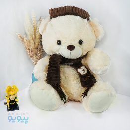 عروسک خرس سرمایی با کلاه و شالگردن