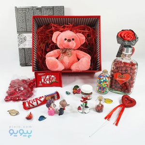 هدیه لوکس ولنتاین با عروسک خرس صورتی - پیویو