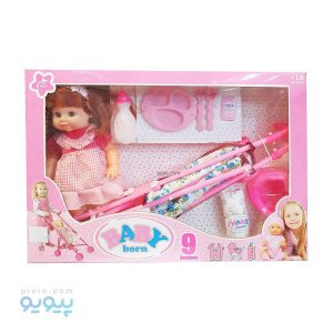 عروسک شیرخوار و جیشی کالسکه دار baby born
