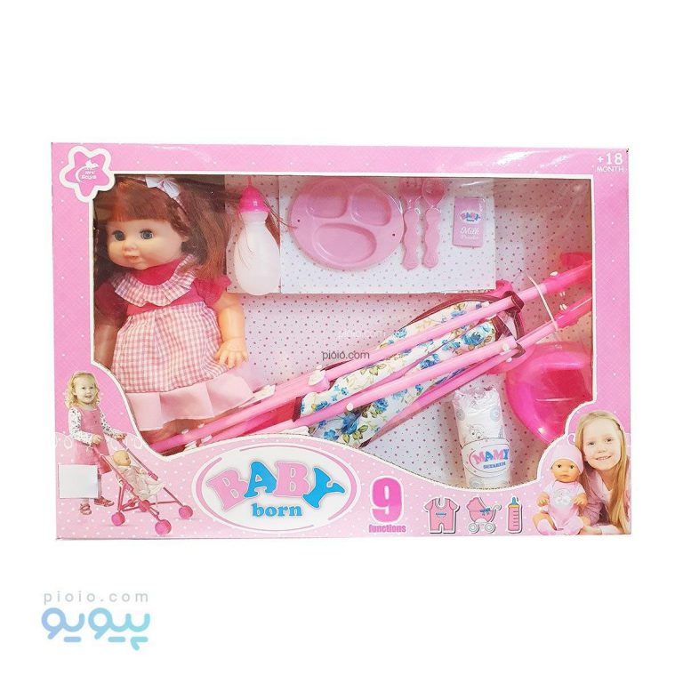 عروسک شیرخوار و جیشی کالسکه دار baby born