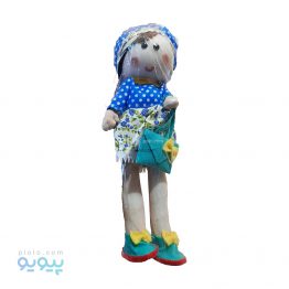 عروسک روسی با لباس آبی خال خالی