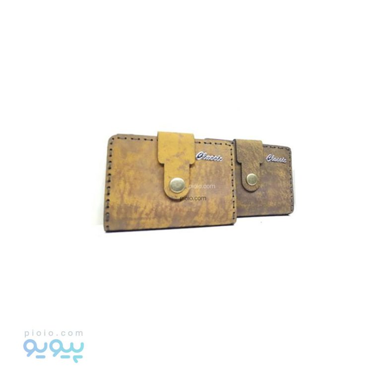 کیف جا کارتی چرمی دکمه ای