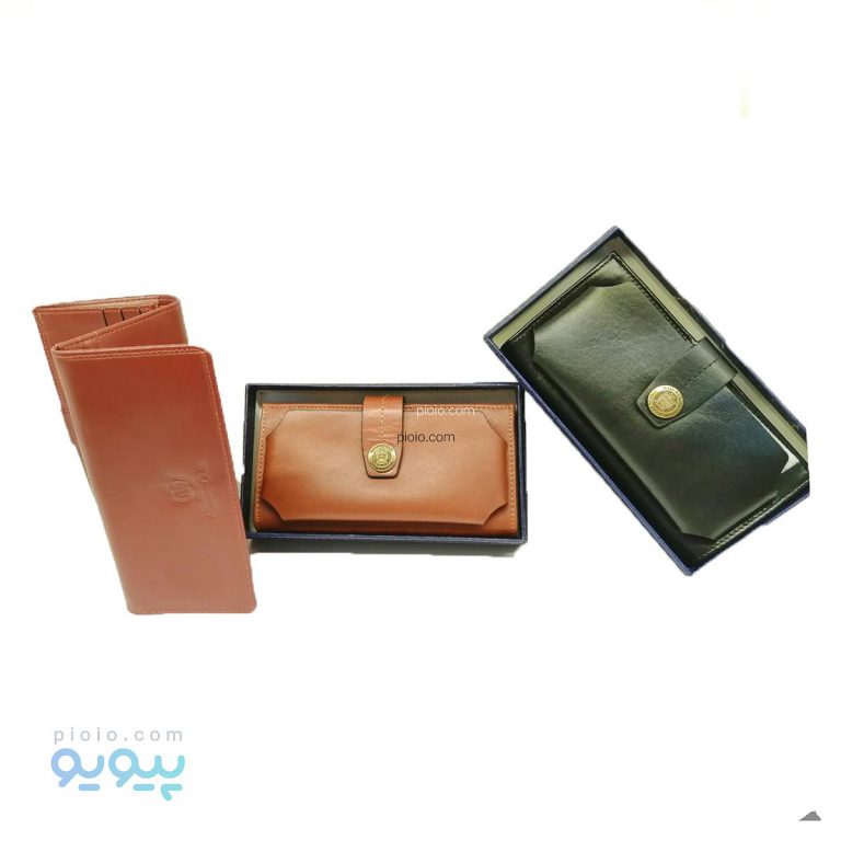 کیف پول چرم مدل ذوزنقه با جعبه کادویی