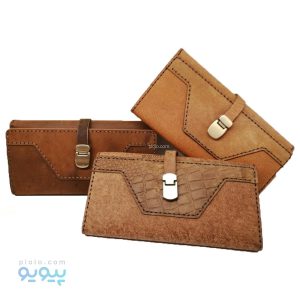 کیف پول 2 رنگ پوست ماری قفل دار