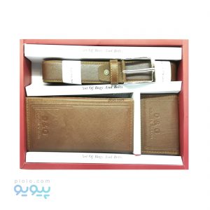 ست هدیه چرم طبیعی مردانه با جعبه