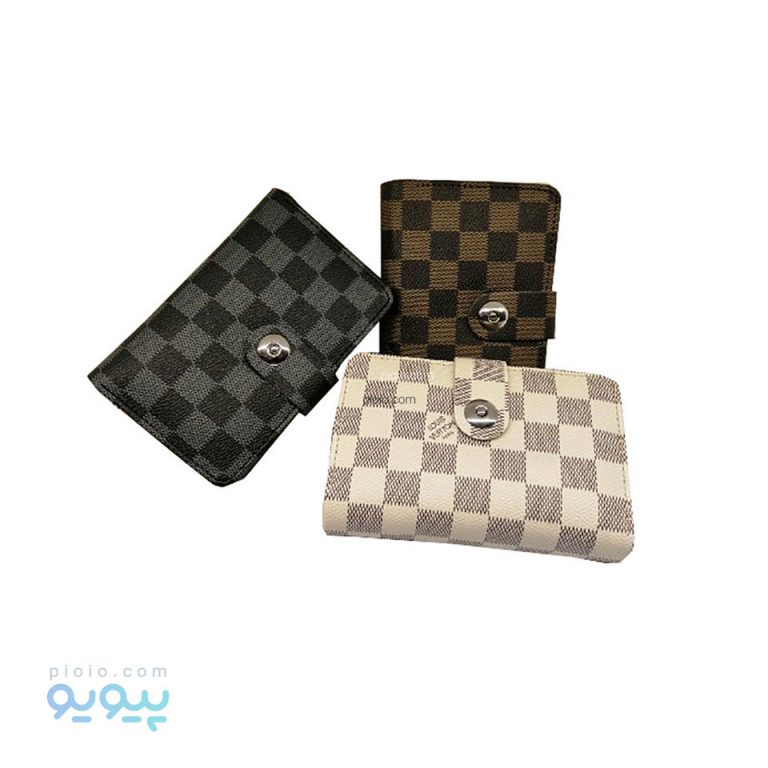 کیف پول چرم طرح شطرنجی تک دکمه