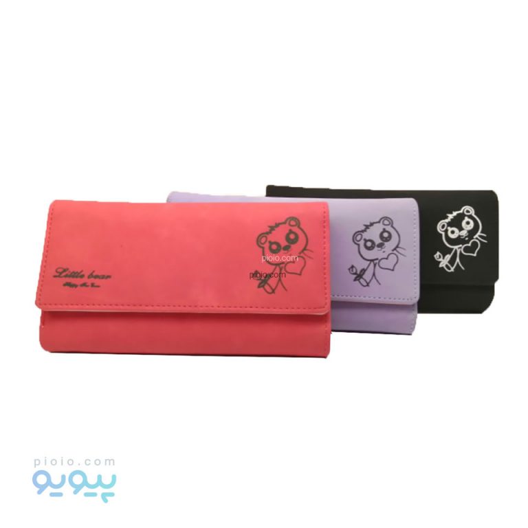 کیف پول دخترانه چرم طرح خرس عاشق