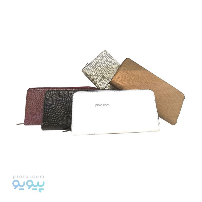 کیف پول زنانه چرم پوست ماری دور زیپ