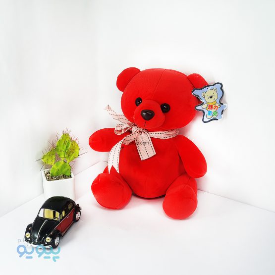 عروسک خرس قرمز پاپیون دار