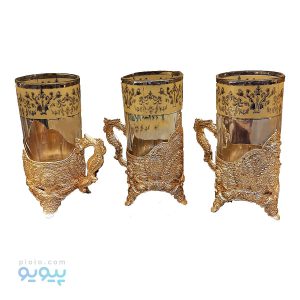 ست 6 تایی لیوان فلزی شیشه ای