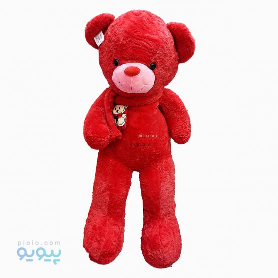 عروسک خرس شالگردن دار قرمز