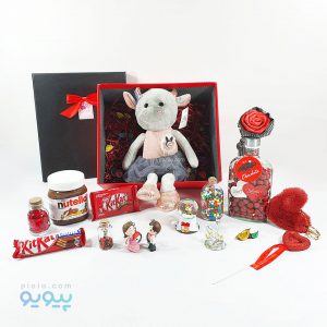 باکس لاکچری ولنتاین با عروسک گاو شاخدار