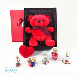 باکس هدیه تولد با عروسک خرس قرمز