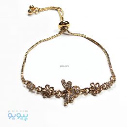 دستبند زنانه طرح گل و پروانه