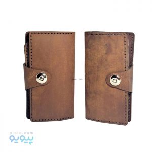 کیف پول چرم شتری تک دکمه شیک