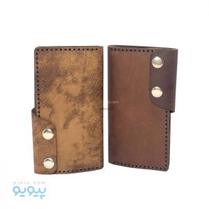 کیف پول چرم شتری طرح 2 دکمه