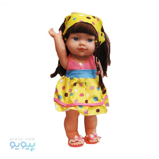 عروسک دختر چشم آبی با لباس زرد