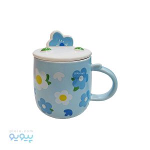 ماگ درب دار سرامیکی طرح گل