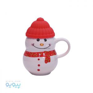 ماگ درب دار طرح آدم برفی