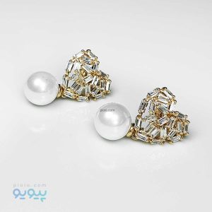 گوشواره مدل قلب طلایی و مروارید-پیویو