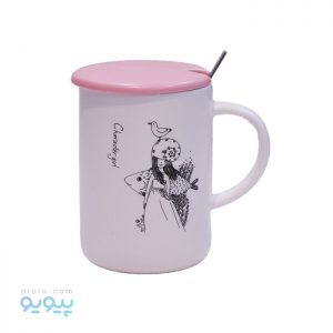 ماگ سرامیکی درب دار طرح دختر