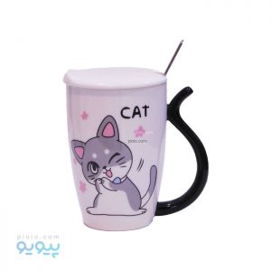 ماگ درب دار مدل گربه کد 404
