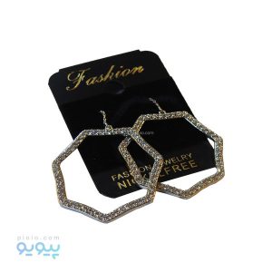 گوشواره طرح هفت ضلعی نگین دار