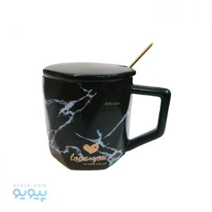 ماگ سرامیکی درب دار طرح مرمر
