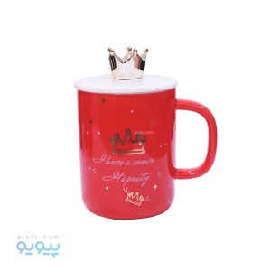 ماگ سرامیکی درب دار طرح تاج