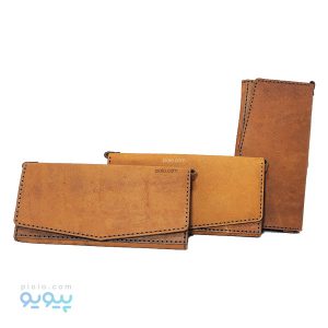 کیف پول درب ذوزنقه ای بند دار چرمی