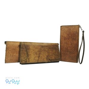 کیف پول و کارت بانکی چرم 3 لت بند دار