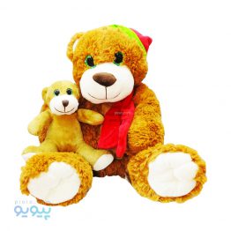 عروسک خرس پشمالو بچه خرس به دست کلاه قرمزی