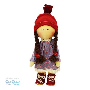 عروسک دختر موبافته پیراهن گل گلی