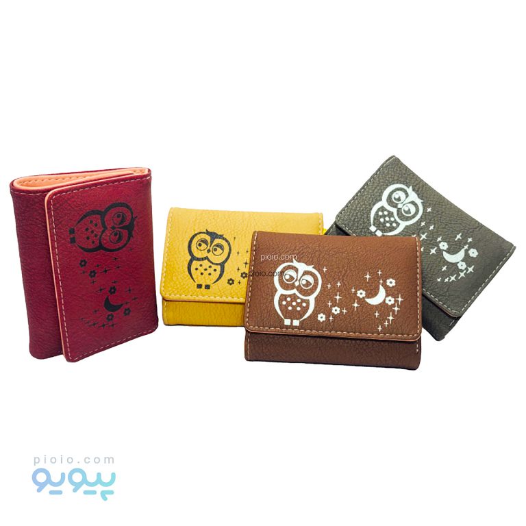 کیف پول دخترانه چرم طرح ماه و جغد