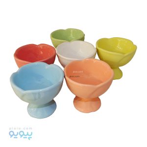 ست بستنی خوری سرامیکی رنگی مدل لاله 6 نفره