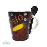 ماگ سرامیکی قاشق دار طرح café