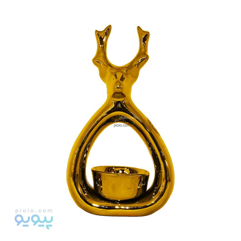 مجسمه و جاشمعی گوزن طلایی سرامیکی PVD