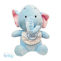 عروسک نوزاد فیل آبی با پیشبند زیگزاگی