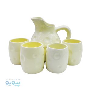 ست رنگی پارچ و لیوان سرامیکی توپی