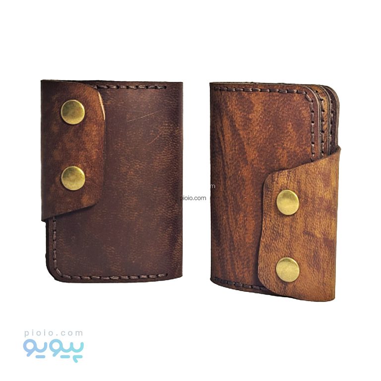 کیف کارت بانکی چرم شتری مدل 2 دکمه