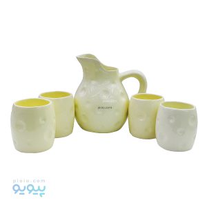 ست رنگی پارچ و لیوان سرامیکی توپی