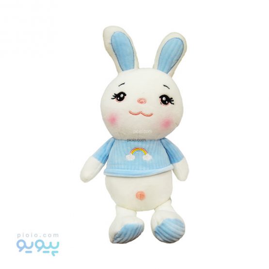 عروسک خرگوش لباس کبریتی طرح رنگین کمان