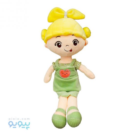 عروسک دختر مو طلایی با گل سر پاپیونی