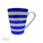 ماگ سرامیکی طرح راه راه آبی