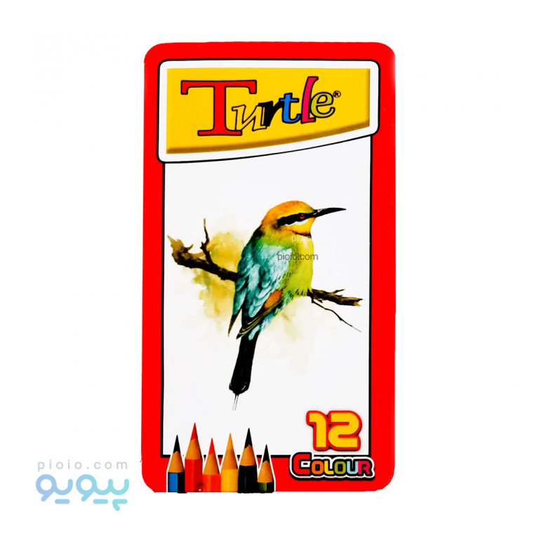 مداد رنگی جعبه فلزی 12 رنگ turtle مدل پرنده-پیویو