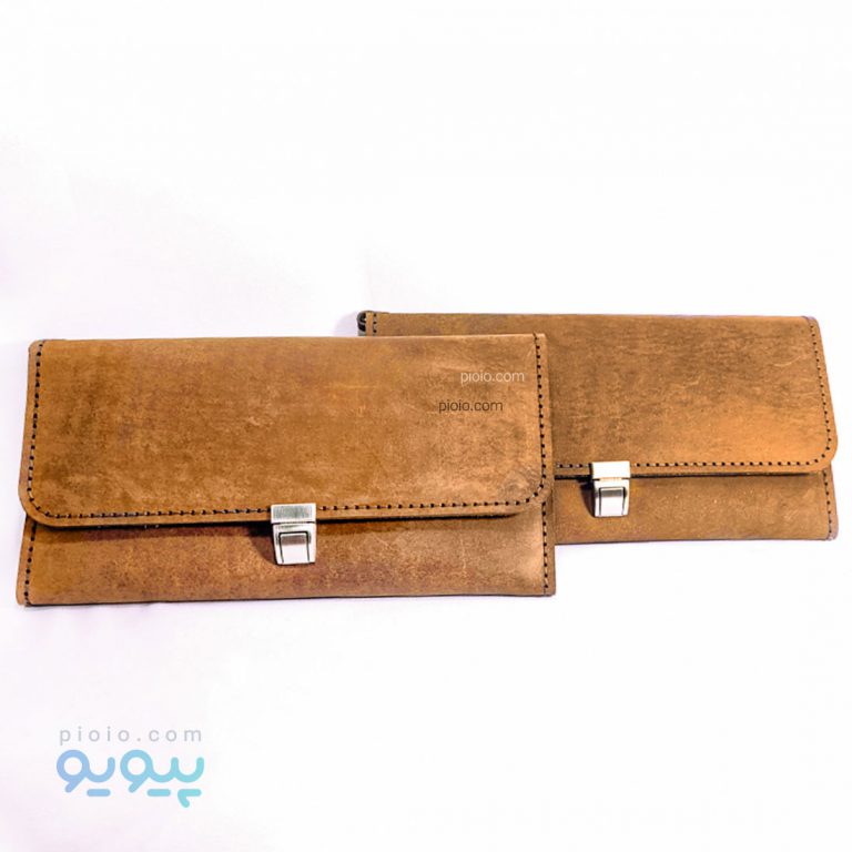 کیف پول دسته چکی چرم گاوی -پیویو