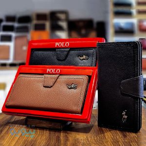 کیف پول چرمی دکمه ای جادار مردانه-پیویو