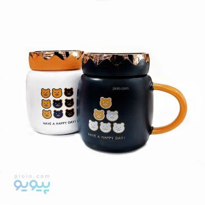 ماگ درب دار سرامیکی درب دار طرح خرس