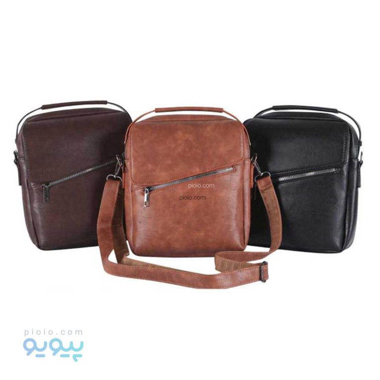کیف دوشی چرم مصنوعی طرح زیپ کج،پیویو