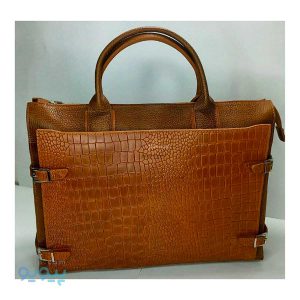 کیف اداری زنانه چرم طبیعی طرح کروکودیلی